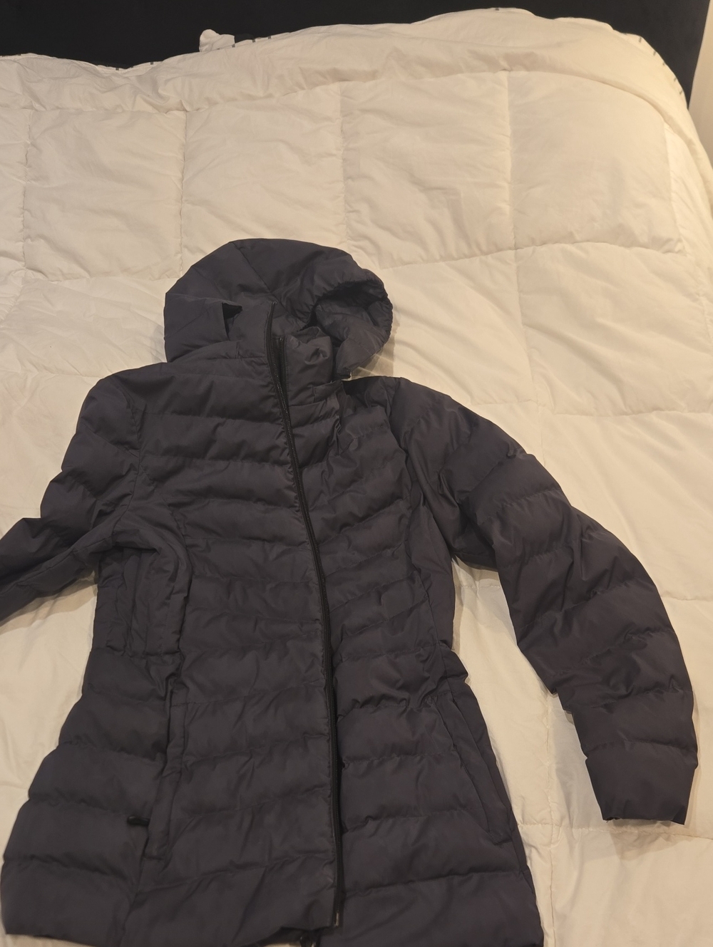 Women's Hooded Quilted Puffer Jacket - Navy